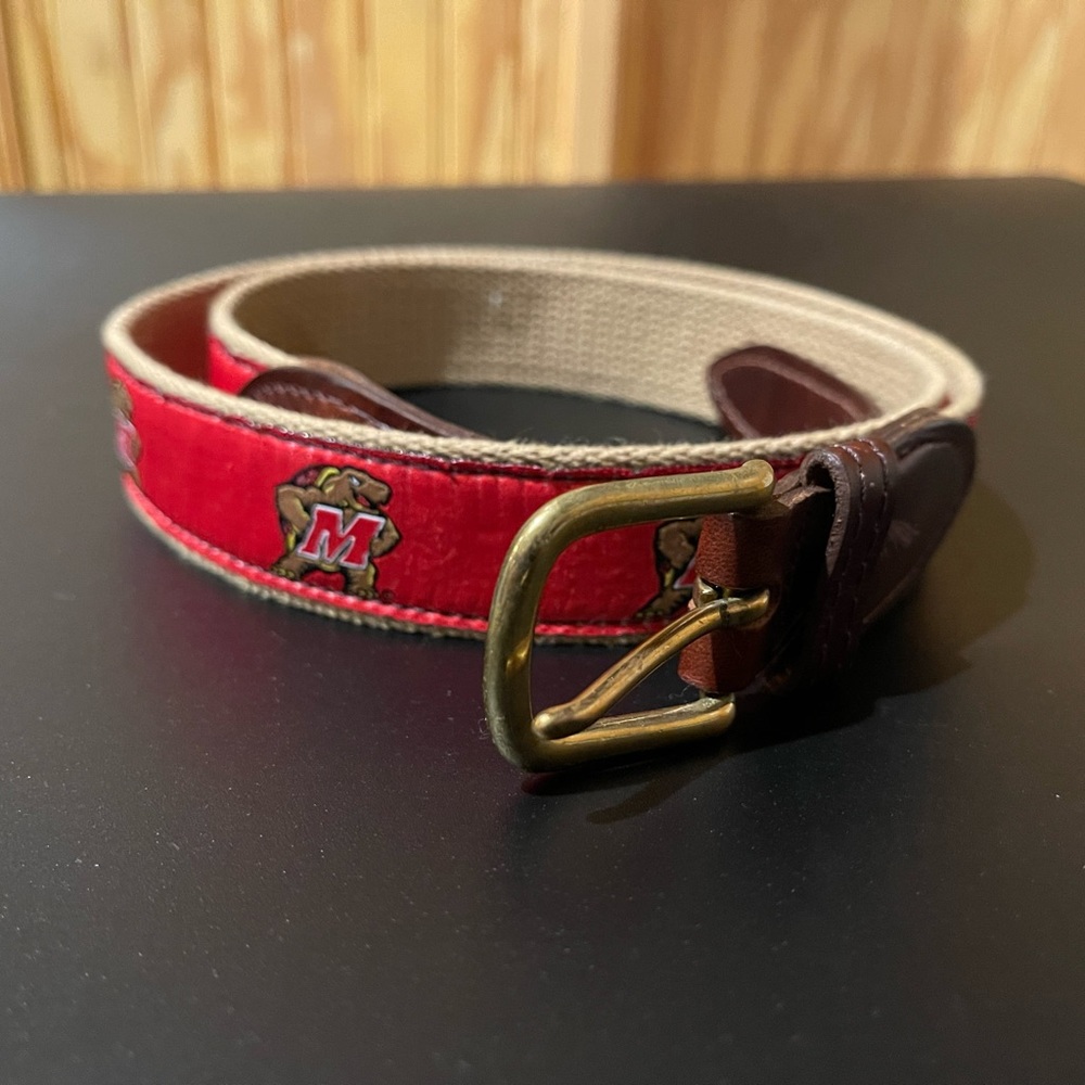 University of Maryland Terps Embroidered Men's Leather Belt